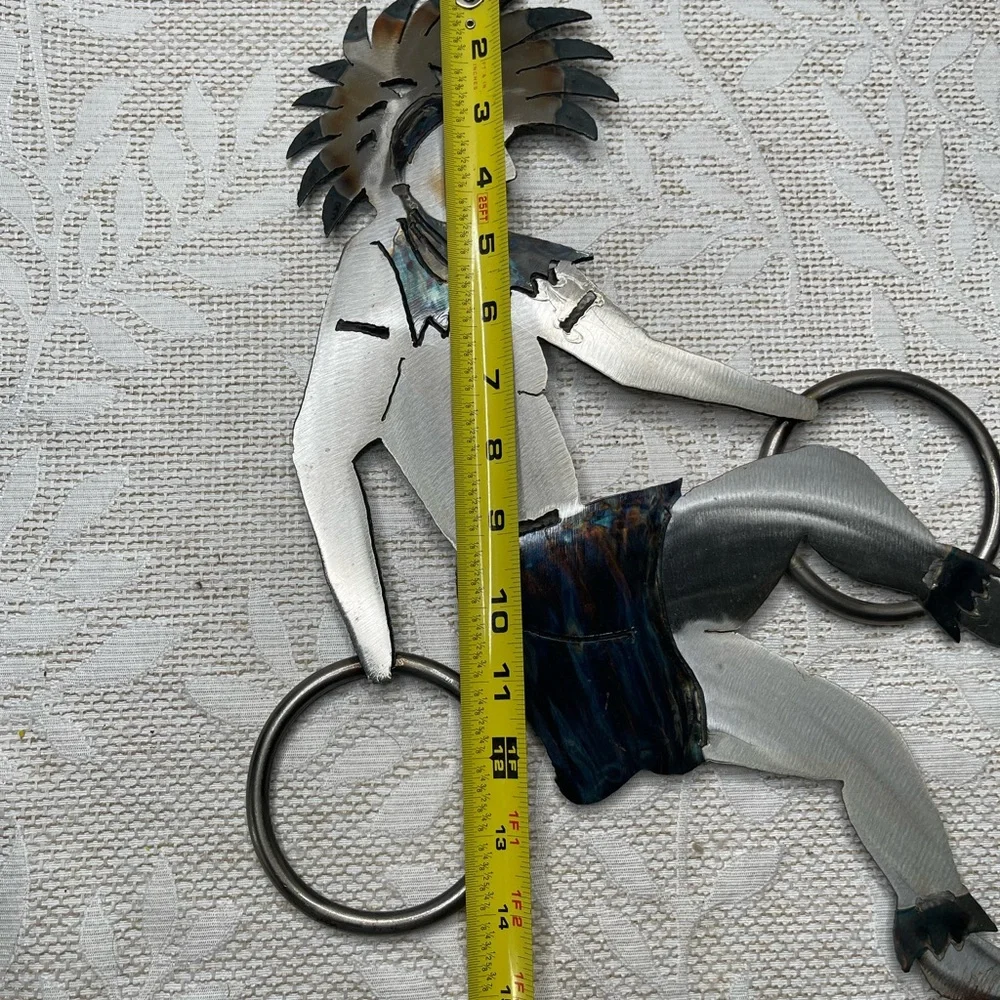 Vintage Metal Wall Art Native American Dancing W/Rings 12